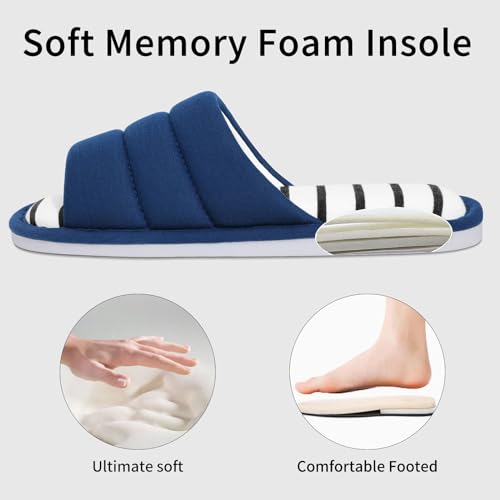 shevalues Women's Soft Indoor Slippers Open Toe Cotton Memory Foam Slip on Home Shoes House Slippers, Dark Grey 250 (Size 6-7)