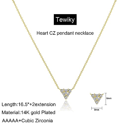 Tewiky Dainty Gold Pendant Necklace for Women, 14k Gold Filled Diamond Necklaces Minimalist Gold CZ Flower Necklace Delicate Preppy Necklace Aesthetic Gold Jewelry Cute Necklaces