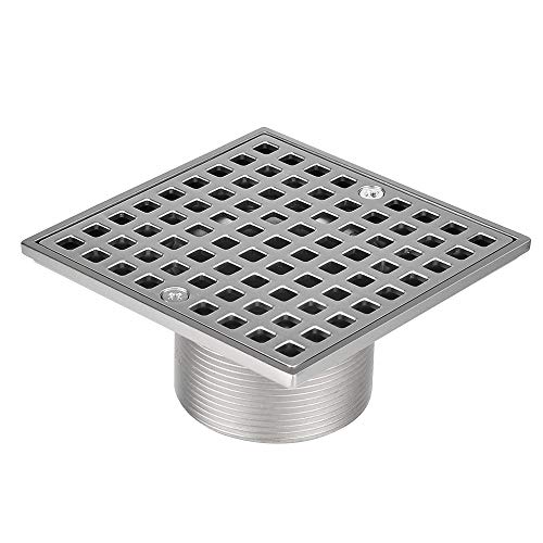 4-1/4 Square Shower Drain for Low Profile Shower Pan Nickel Brushed with Various Finish Style (Pattern1)