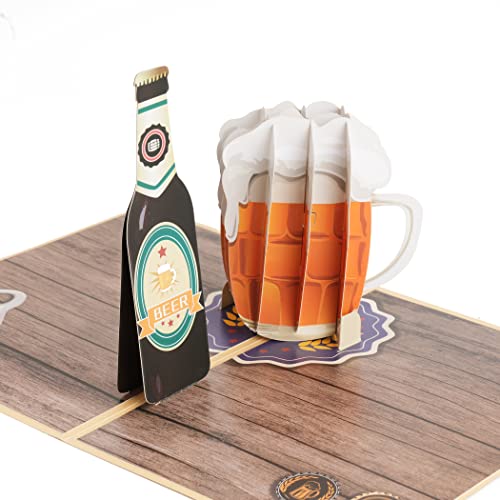 ALMHH Funny Fathers Day Card(Beer), Happy Fathers Day Card, Pop Up Fathers Day Cards from Wife Son Daughter Kids, 5.9 X 7.87”, 3D Father’s Day Card for Husband Or Grandpa, Happy Birthday Dad Card