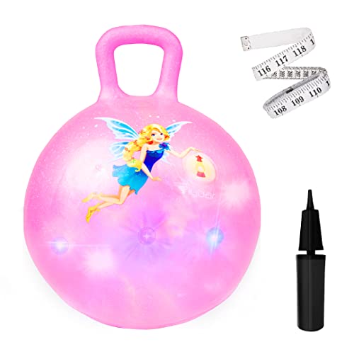 Flybar Hopper Ball for Kids - Bouncy Ball with Handle, Durable Bouncy Balls, Kangaroo Ball, Exercise Ball, Indoor and Outdoor Toy, Pump Included, Toddler Toys for Boys and Girls, Ages 3 and Up (Fairy)