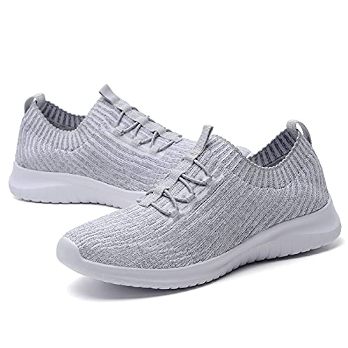 konhill Women's Comfortable Walking Shoes - Tennis Athletic Casual Slip on Sneakers 9 US D.Gray,40