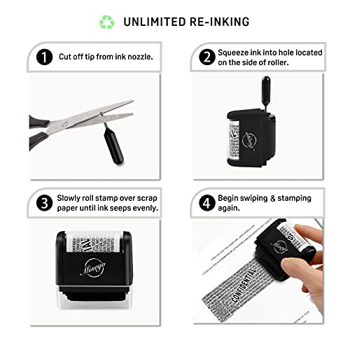 Miseyo Wide Roller Stamp Identity Theft Stamp 1.5 Inch Perfect for Privacy Protection - Black