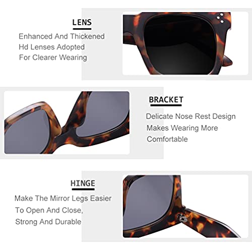 TAOTAOQI Vintage Women Oversized Sunglasses Designer Luxury Square Sun Glasses UV400 Protection Flat Lens (Black Frame Black Gradient Lens, 51)
