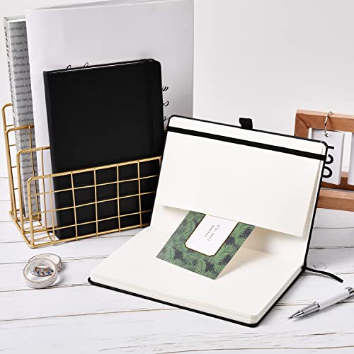 Dotted Journal/Notebook - Dot Grid Hard Cover Notebook, Premium Thick Paper with Fine Inner Pocket, Black Smooth Faux Leather, Pen Loop, 5.3'' x 8.26'' - Light Green