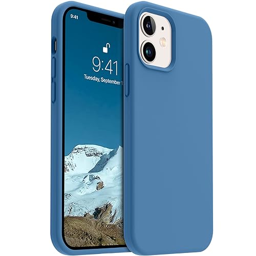 AOTESIER Compatible with iPhone 12 and iPhone 12 Pro Case 6.1 inch,Silky Touch Premium Soft Liquid Silicone Rubber Anti-Fingerprint Full-Body Protective Flexible Bumper Case (Navy Blue)