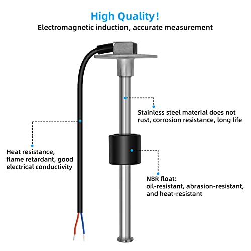 RUPSE Fuel Sender Unit Boat Fuel Tank Sending Unit Fuel Water Level Sensor Stainless Steel Fuel Sender and Fuel Gauge for Boat Car Truck RV (17"(432mm))