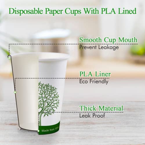 ECOLipak 210 Count 16 oz Compostable Cups, Biodegradable Disposable Paper Cups with PLA Lined, Eco-friendly Paper Coffee Cups for Party, Picnic,Travel,and Events