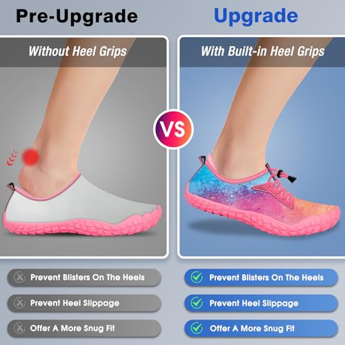 Built-in Heel Grips Water Shoes for Kids Girls Boys Hiking Wide Barefoot Swim Beach Pool Big Kid