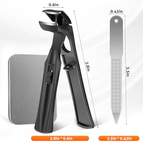 Toenail Clippers for Seniors Thick Toenails, 2024 Upgrade Angled Head Large Toe Nail Clippers for Men with Wide Jaw Opening, Sharp Heavy Duty Fingernail Clipper Cutter with Catcher Long Handle -Black