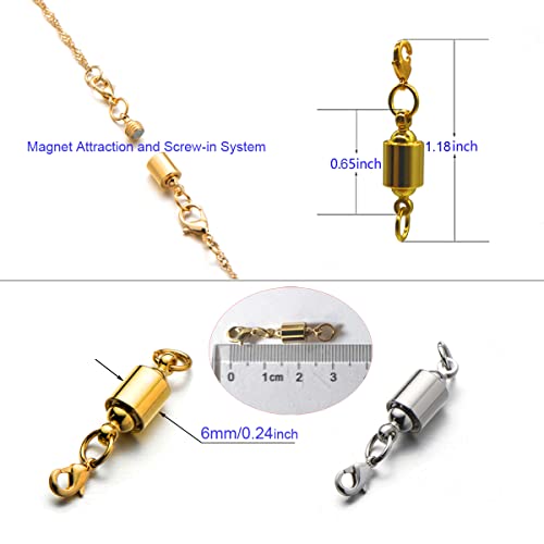 Zpsolution Screw Magnetic Clasps for Necklaces Safety Magnetic Locking Jewelry Clasp Converter
