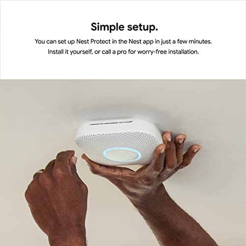 Google Nest Protect - Smoke Alarm - Smoke Detector and Carbon Monoxide Detector - Battery Operated , White - S3000BWES