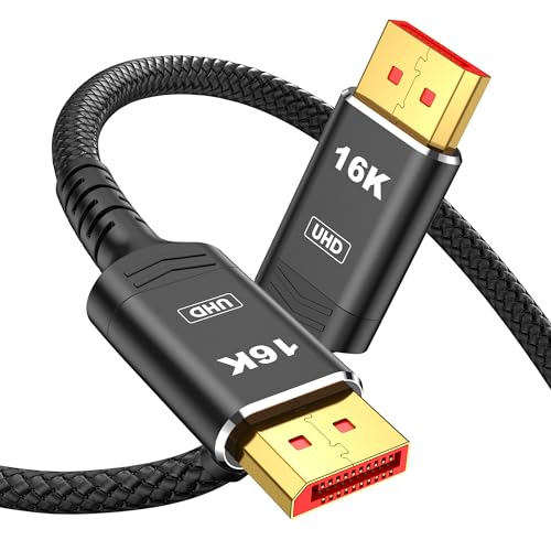 Highwings Displayport Cable 2.1, 16K DP 2.0 Cable 3.3FT [16K@60Hz, 8K@120Hz, 4K@240Hz 165Hz 144Hz] Support 80Gbps, HDCP DSC 1.2a, HDR10 FreeSync G-Sync for 3090 Graphics PC