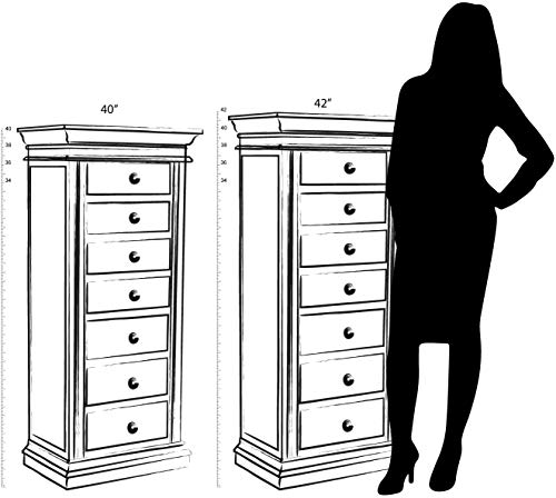Hives and Honey Holly Organizer Storage 7 Drawers Bronze Shaker Hardware Jewelry Armoire, 40" X 18" X 12", Walnut