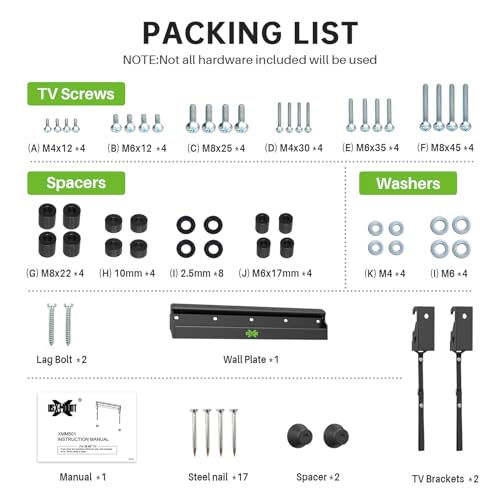 USX Mount UL Listed TV Mount Low Profile for Most 26-60" Flat Screen LED, LCD, Curved TVs, TV Wall Mount Bracket Tilt VESA 400x400mm- Up to 99lbs, Quick Lock and Release to Mounts on 12" 16" Stud