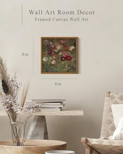 InSimSea Square Framed Canvas Wall Art, Farmhouse Nature Scenery Sky Clouds Valley Grassland Wall Art Prints, Classical Retro Paintings Home Decor for Living Room Bedroom Office 16"x16"