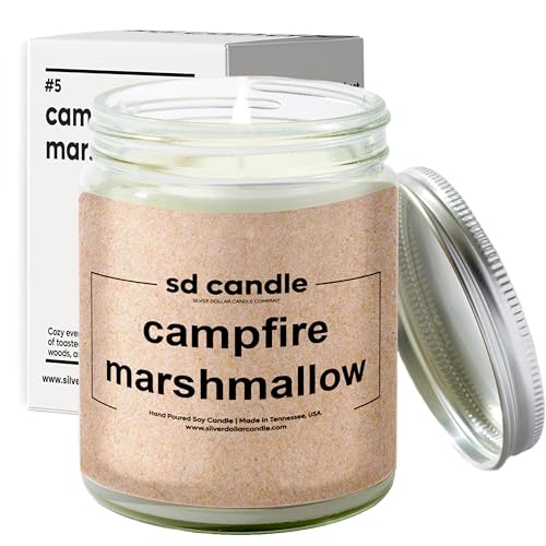 Campfire Marshmallow Scented Candle - 9oz Natural Eco-Friendly Handmade Soy Wax Candle by Silver Dollar Candle Co.