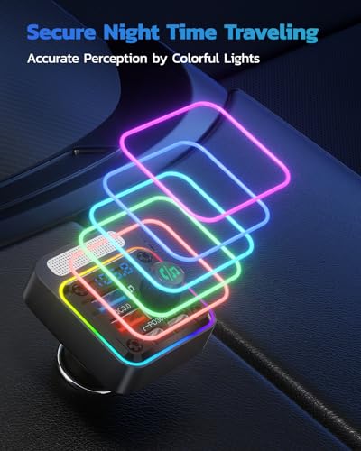 Nulaxy 54W Bluetooth 5.3 Car Adapter with 4 Charging Ports [PD 36W & QC3.0 18W], Wireless Radio FM Transmitter with Deep Bass Player & 5 Colors LED Backlit, Hands-Free Calling - NX16 Black