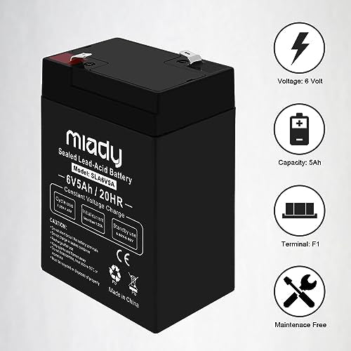 Miady 6V 5Ah Rechargeable Sealed Lead Acid Battery(1 Pack)