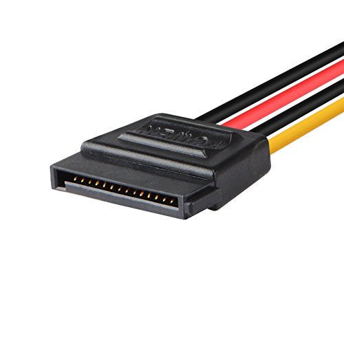 J&D 4 Pin Molex to Dual SATA Power Y-Cable Adapter, (2 Pack) 4 Pin IDE Female Molex (LP4) to Dual 15 Pin Female SATA Power Extension Cable Adapter 18AWG, 8 inch