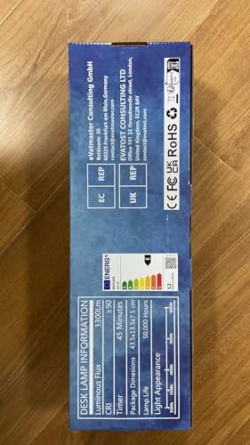 SKYLEO Desk Lamp - 31.5" Desk Light - 5 Color Modes X 11 Brightness Levels - Adjustable Swing Arm - Timmer & Memory Function - 12W Study Lamp - White