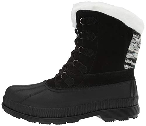 Propét Women's Lumi Tall Lace Snow Boot, Black/White, 7.5 Medium US