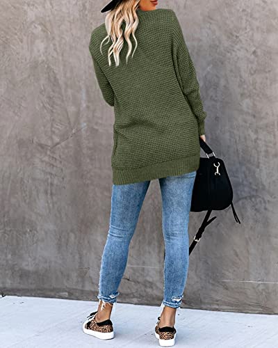 Saodimallsu Womens Loose Open Front Cardigan Long Sleeve Casual Lightweight Soft Knit Sweaters Coat with Pockets (Medium, Apricot)