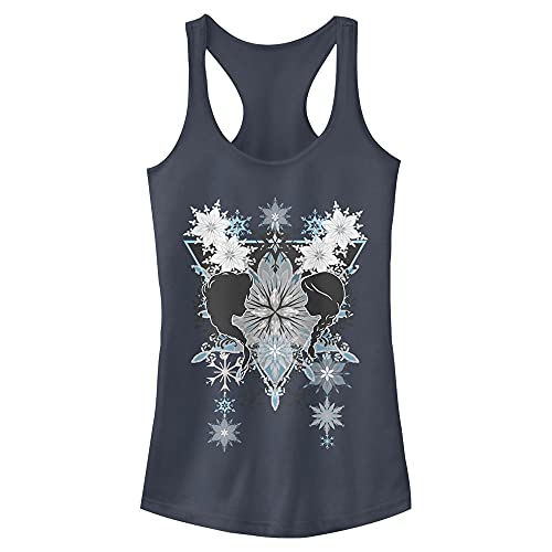 Disney Junior's Frozen Snowflake Boho Slim Fit, Scoop Hem Racerback Tank, Indigo, X-Small