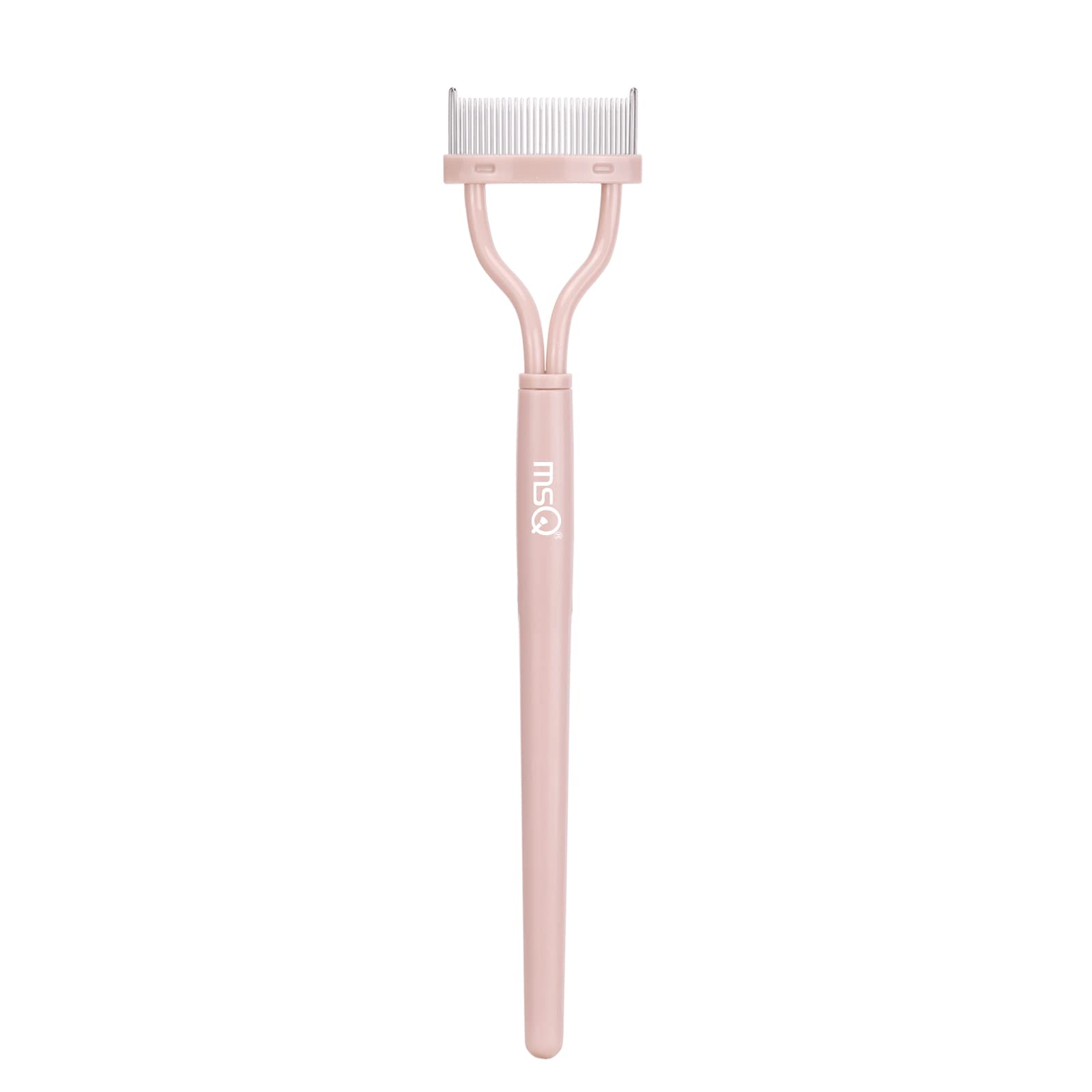 Eyelash Separator Eyelash Comb Lash Separator Tool MSQ Mascara Brush Eyelash Brush Separator Mascara Comb Arc Designed Mascara Applicator With Cover Naked Pink (1PCS)