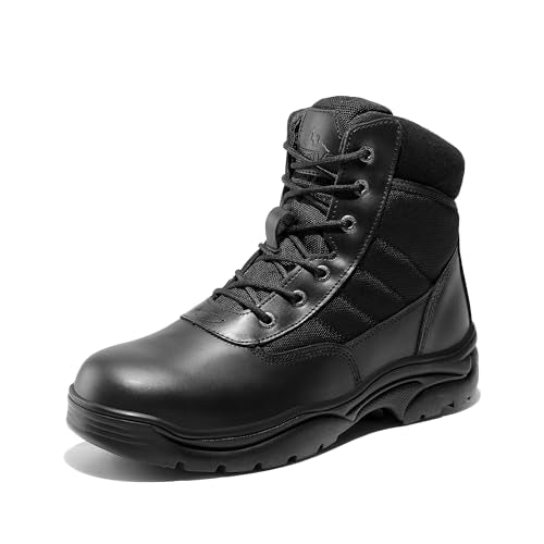 NORTIV 8 Men's Waterproof Tactical Work Boots Leather Outdoor Hiking Military 6 Inches Motorcycle Combat Boots,Size 13,Coyote,CONTRACTOR-NEW