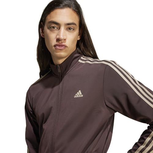 adidas Men's Essentials Warm-Up 3-Stripes Track Jacket, Shadow Brown