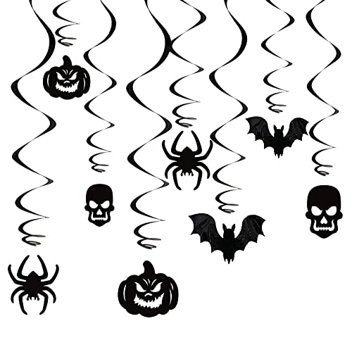 JOYIN Hanging Swirl Halloween Decorations Indoor Witch Hats Ghost Chandelier Bat Lantern Spider Pumpkin Skull Ceiling Streamers Party Supplies Wall Halloween Decor Ornaments
