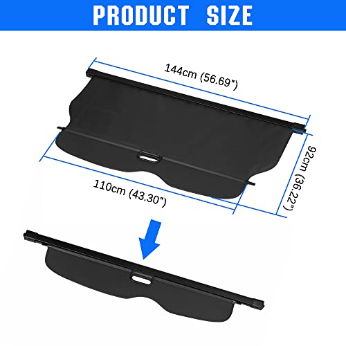 KEDAKEJI Cargo Cover Compatible with 2011-2021 Jeep Grand Cherokee Waterproof Rear Trunk Cover Retractable Security Cover Shielding Shade Black