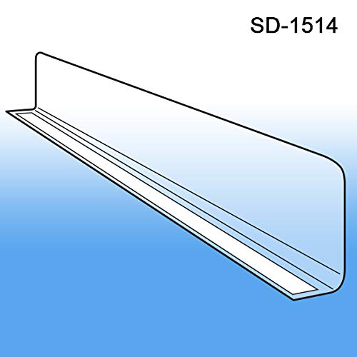 Clip Strip Shelf Dividers for Retail Stores - Lightweight, Clear Adhesive Mount 1" H x 13-9/16" L Corp., 15 mil Crystal Clear PVC, Retail Shelf Separator, Item SD-1514, Pack of 50