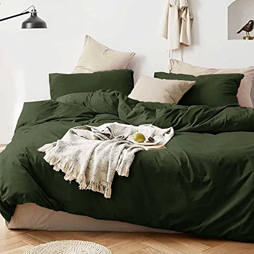 ETDIFFE Dark Green Twin/Twin XL Size Comforter, 2pc Soft Farmhouse Olive Bedding Set & Collection, Lightweight All Season Microfiber Down Alternative Bed Comforter with 1 Pillow Sham for Women Men