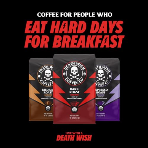 Death Wish Coffee, Medium Roast Ground Coffee, 6 pack
