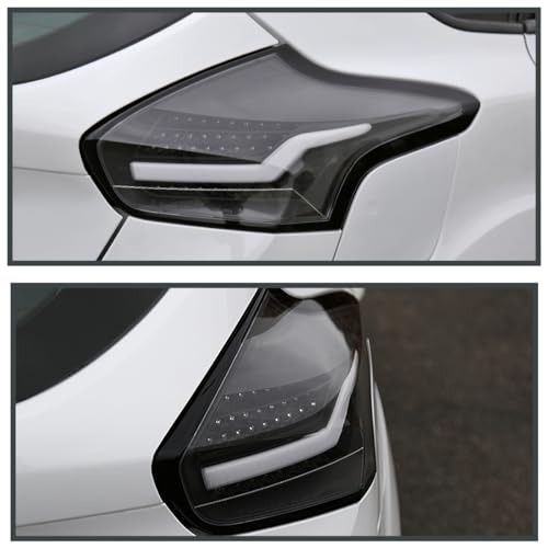 SPEC-D TUNING Black LED Bar Tail Lights Compatible with 2015-2018 Ford Focus SE/ST/Titanium Hatchback, 2016-2018 Ford Focus RS Hatchback, Left + Right Pair Assembly