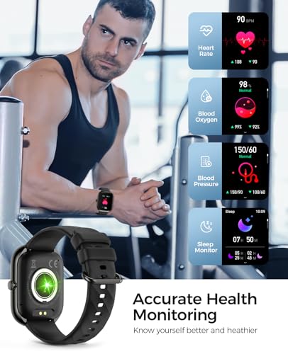 Smart Watch for Men Women, 2.06" HD AMOLED Screen Smartwatch (Answer/Make Calls), 24/7 Heart Rate Blood Pressure Blood Oxygen Sleep Monitor, IP68 Waterproof 114+ Sport Mode Fitness Watch Android iOS