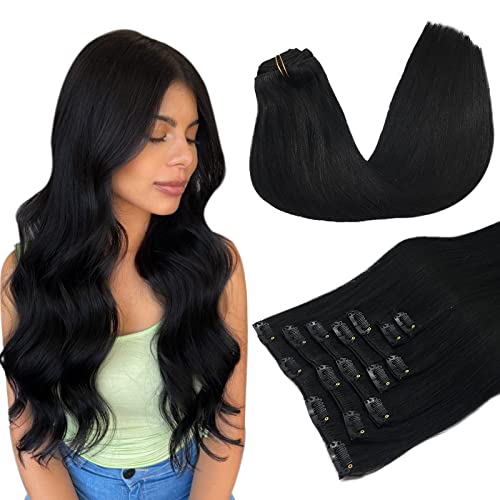 MAXITA Human Hair Extensions Clip in,150g 9pcs Medium Extra Ash Blonde 20 Inch,Hair Extensions Clip in Real Human Hair Remy Hair Extensions Clip in Straight Hair Extensions for Woman