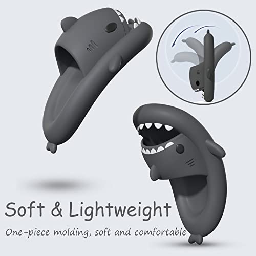 rosyclo Shark Slides for Women and Men, Cute Cloudy Shark Slippers Adult Summer Soft Lightweight Anti-Slip Thick Sole Open Toe Beach House Baby Cloud Cushion Pillow Slide Sandals for Indoor & Outdoor,