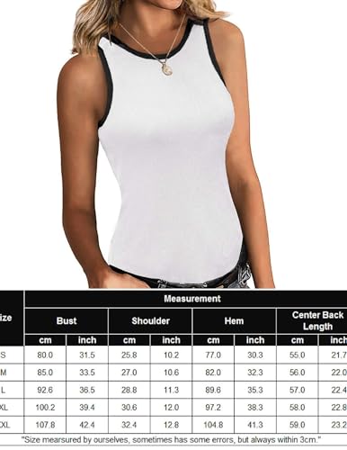 Zeagoo Womens Ribbed Tank Tops High Neck Slim Fitted Striped Basic Casual 2024 Summer Sleeveless Shirts Striped M