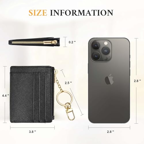 Sodsay Card Case Slim Front Pocket Wallet for Women Credit Card Holder with Keychain(CH Light Green)