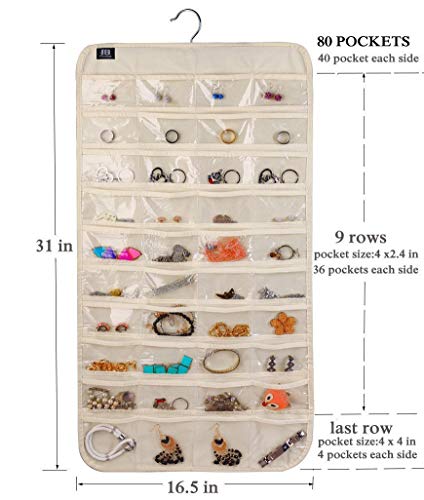 BB Brotrade Hanging Jewelry Organizer,Accessories Organizer,80 Pocket Organizer for Holding Jewelries