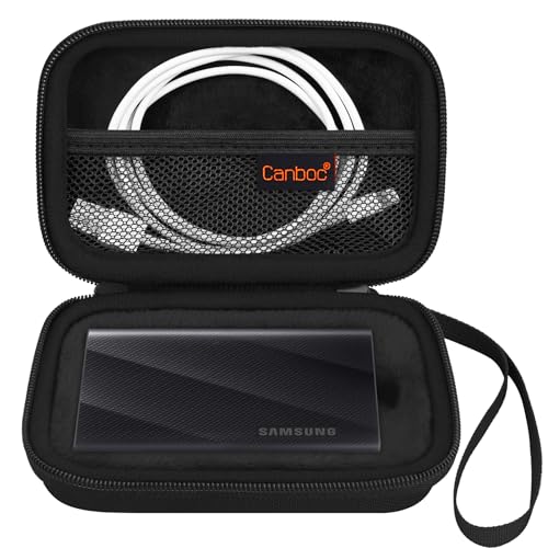 Canboc Carrying Travel Case Compatible with Samsung T9 Portable SSD 1TB 2TB 4TB USB 3.2 Gen 2x2 External Solid State Hard Drive, Mesh Pocket fits Cable, Black