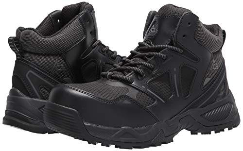 Shoes for Crews Defender Mid, Men's, Women's, Unisex Soft Toe (ST) Work Shoes, Slip Resistant, Water Resistant, Black, Men's 10 / Women's 11.5