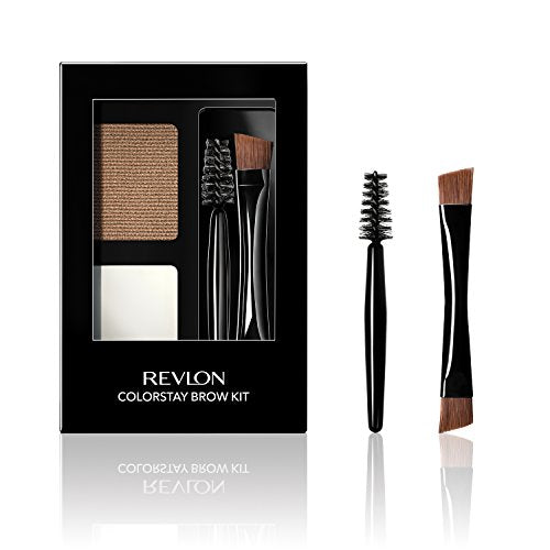 Revlon ColorStay Brow Kit, Includes Longwear Brow Powder, Clear Pomade, Dual-Ended Angled Tip Eyebrow Brush & Spoolie Brush, Blonde (105), 0.08 oz