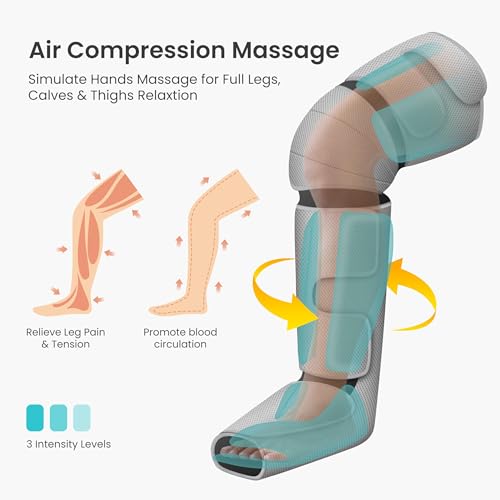 Snailax Leg Massager for Circulation and Pain, FSA or HSA Eligible, Leg Massager Machine with Heat and Air Compression, 3 Modes & 3 Intensity, Leg Calf Foot Wraps Massage Boots,Gifts