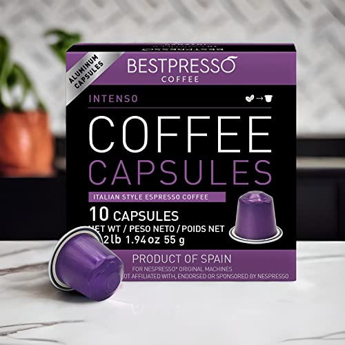 Bestpresso Coffee for Nespresso Original Machine 120 Aluminum pods Certified Genuine Espresso Verona Blend (High Intensity) Pods Compatible with Nespresso Original 60 Days Satisfaction Guarantee
