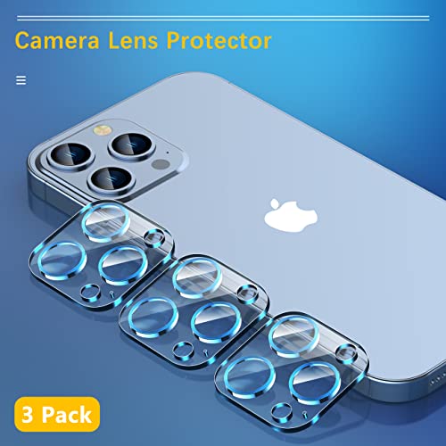 UniqueMe [3 Pack] Camera Lens Protector Compatible with iPhone 13 Pro 6.1" / 13 Pro Max 6.7" Tempered Glass,[Case Friendly][New version][Scratch-Resistant][Easy Installation] -Sierra Blue