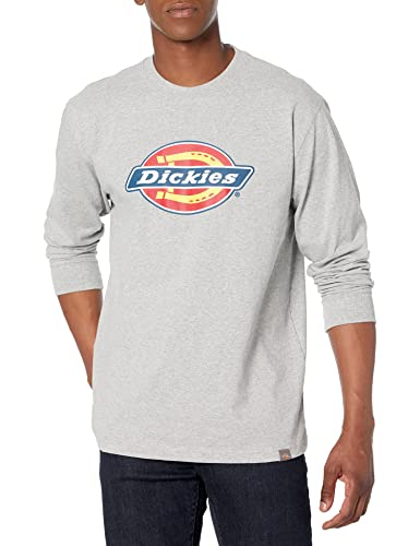 Dickies Men's Long Sleeve Tri-Color Logo Graphic T-Shirt, Heather Gray, Small